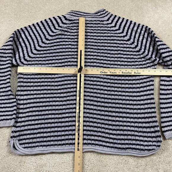 VTG Eddie Bauer Sweater Womens L Stripe Mock Neck Pullover Chunky Knit - Picture 4 of 7